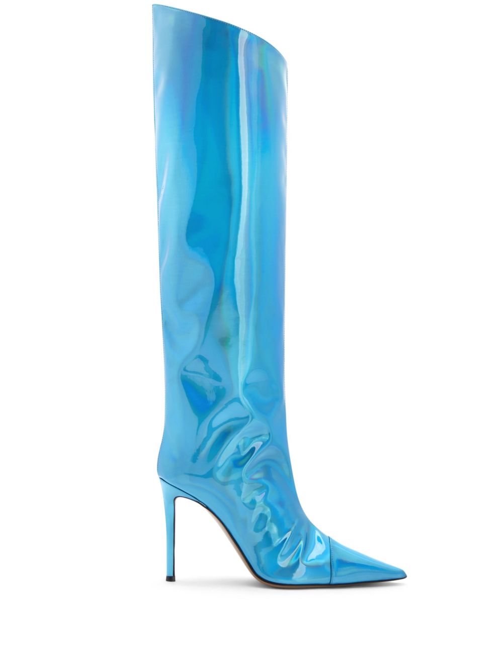 Alexandre Vauthier Alex 金属感设计高跟高筒靴 - 蓝色