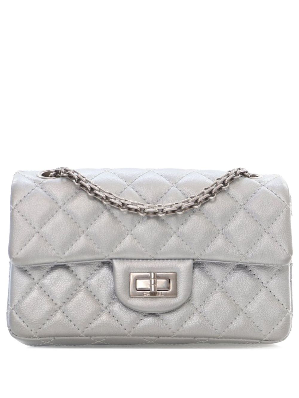 CHANEL Pre-Owned Reissue 2.55 Single Flap 224 金属感小羊皮单肩包（2021-2024年典藏款） - 银色