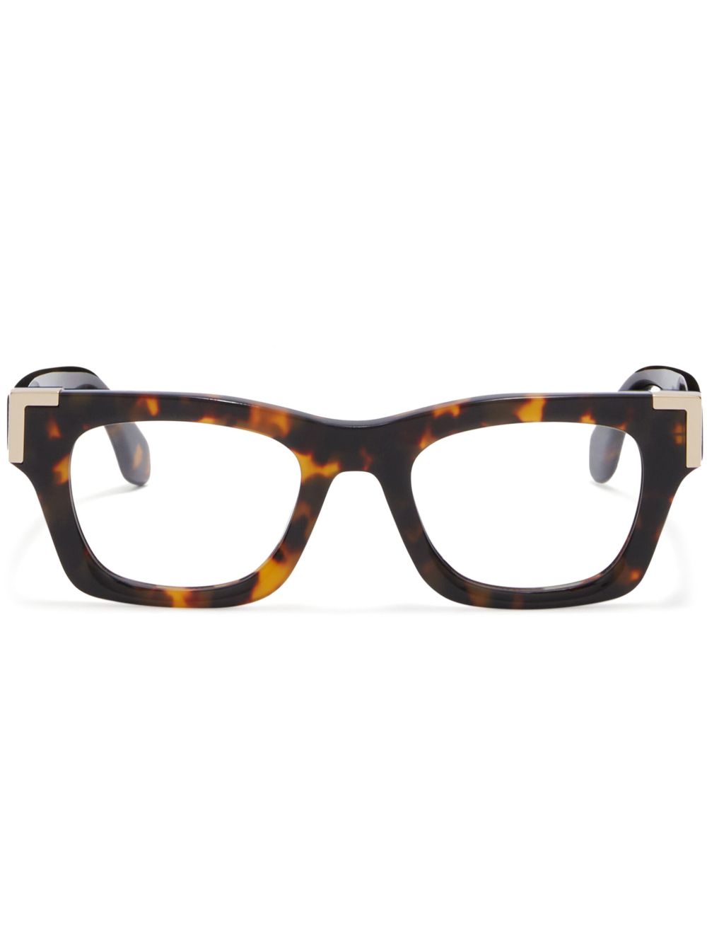 Palm Angels Eyewear 玳瑁纹长方框眼镜 - 褐色