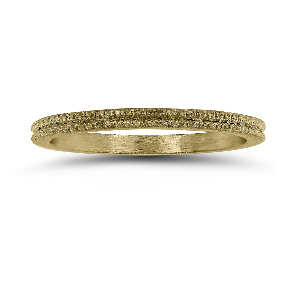 1.5MM Thin Beaded Wedding Band in 14K Yellow Gold