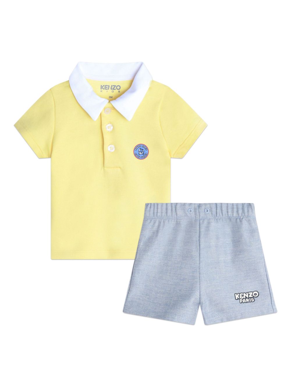 Kenzo Kids logo印花混色效果短裤套装 - 灰色