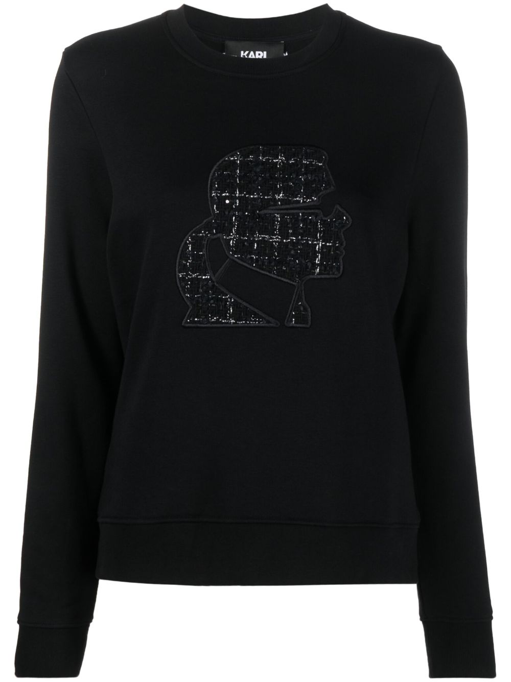 Karl Lagerfeld Bouclé Karl Profile 圆领卫衣 - 黑色