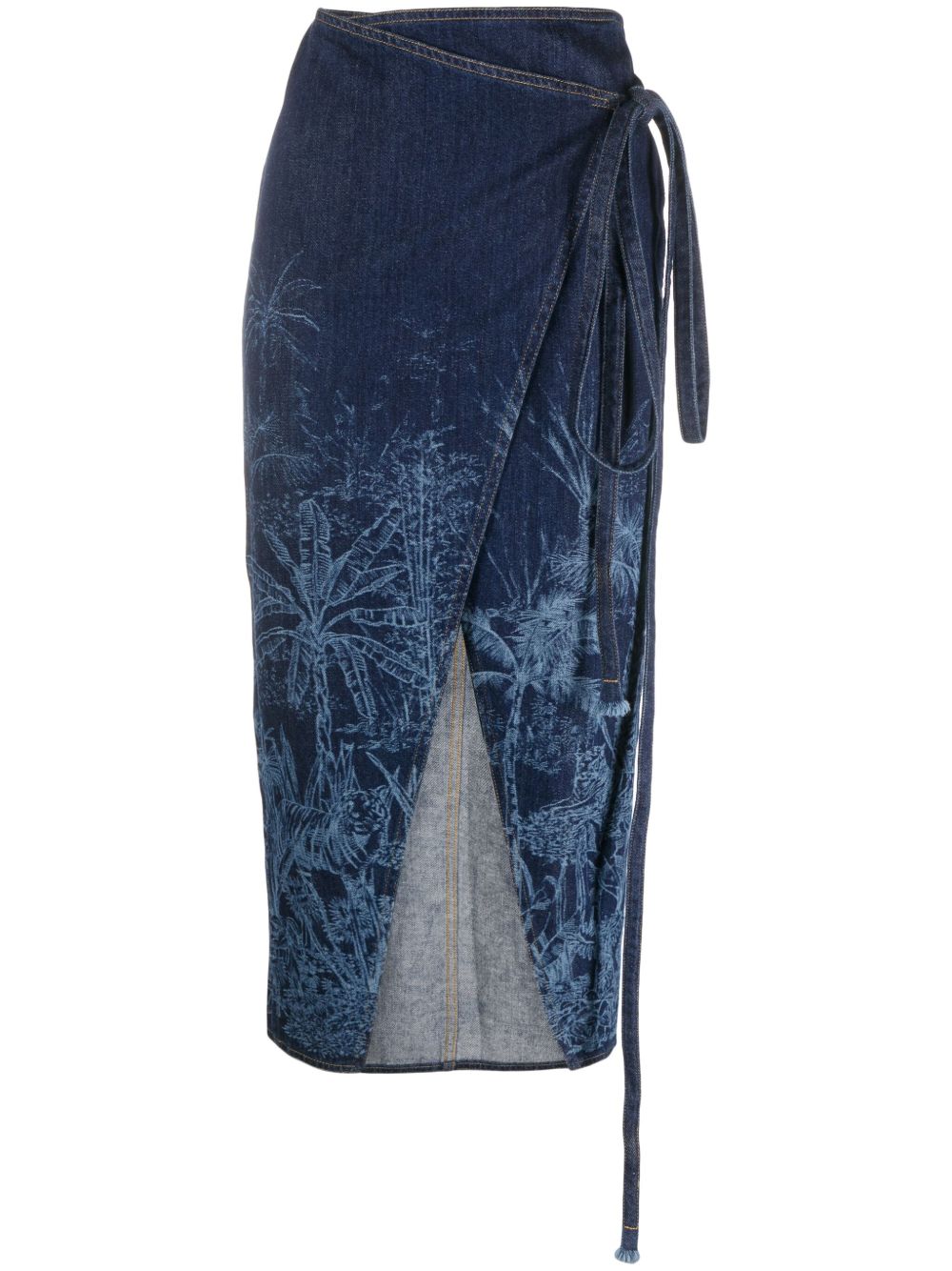 Alanui Jungle Toile de Jouy 牛仔半身裙 - 蓝色