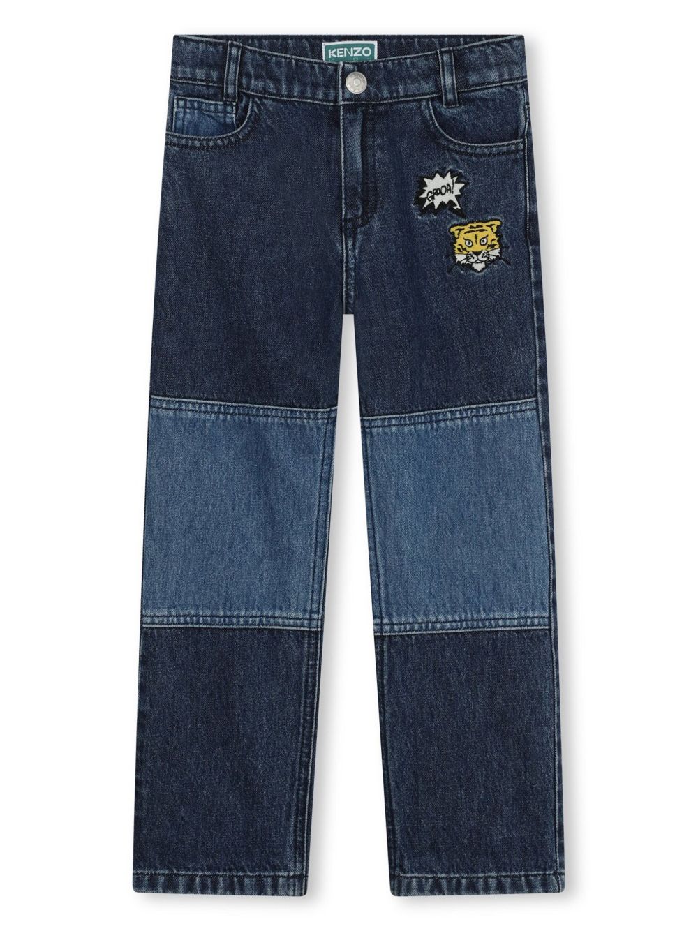 Kenzo Kids logo刺绣牛仔裤 - 蓝色