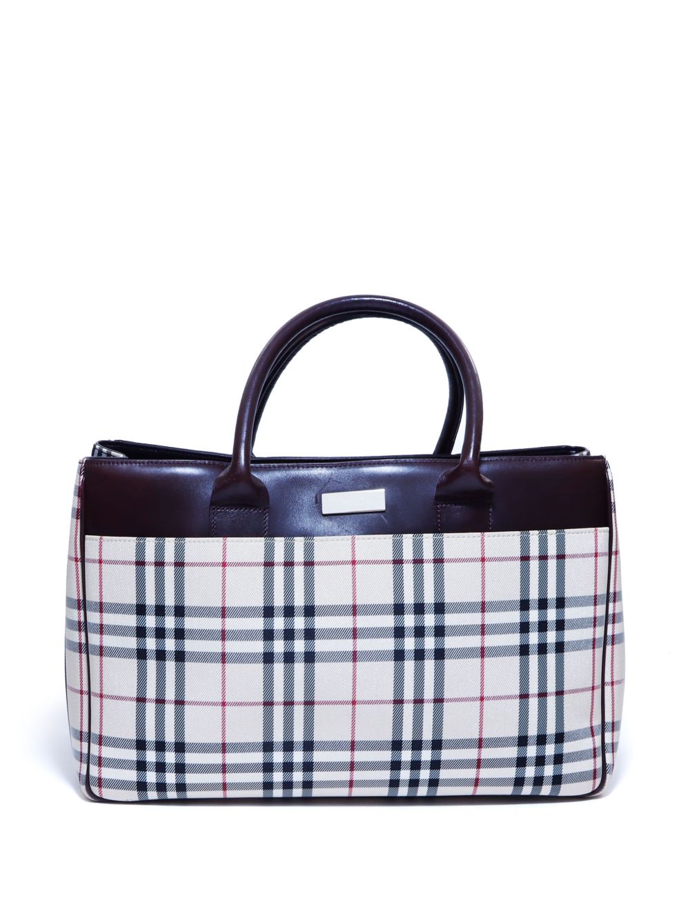 Burberry Pre-Owned 经典格纹logo标牌手提包（典藏款） - 中性色
