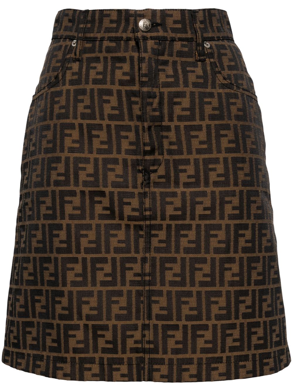 Fendi Pre-Owned Zucca 图案半身裙（1990-2000年代典藏款） - 褐色