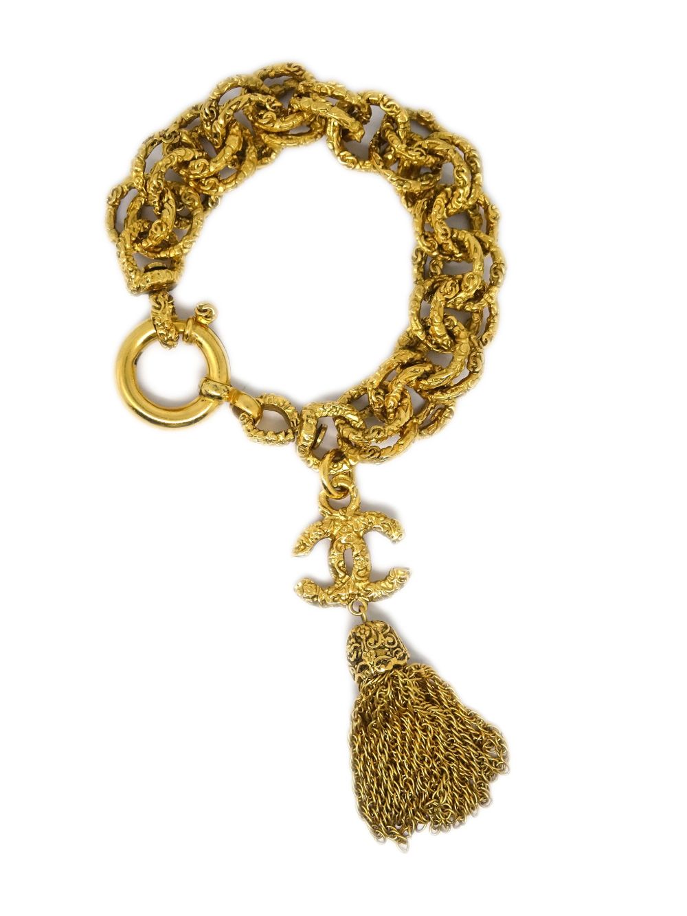 CHANEL Pre-Owned 流苏细节链式手链（1993年典藏款） - 金色