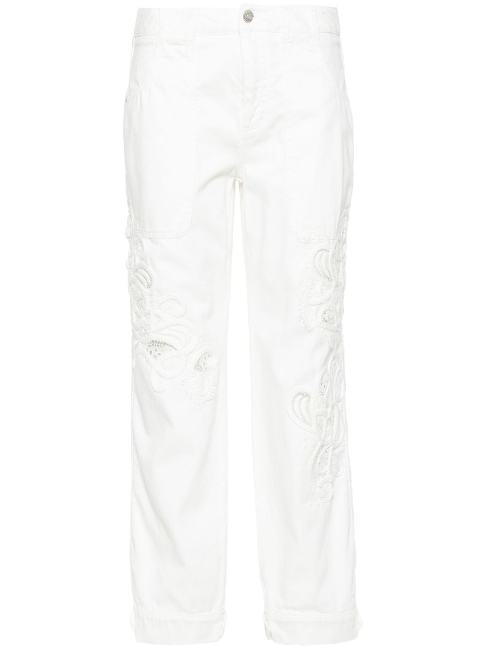 Ermanno Scervino 绳结编织蕾丝缀饰长裤 - 白色