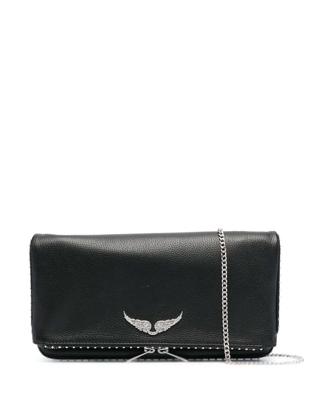 Zadig&Voltaire 铆钉缀饰logo标牌单肩包 - 黑色