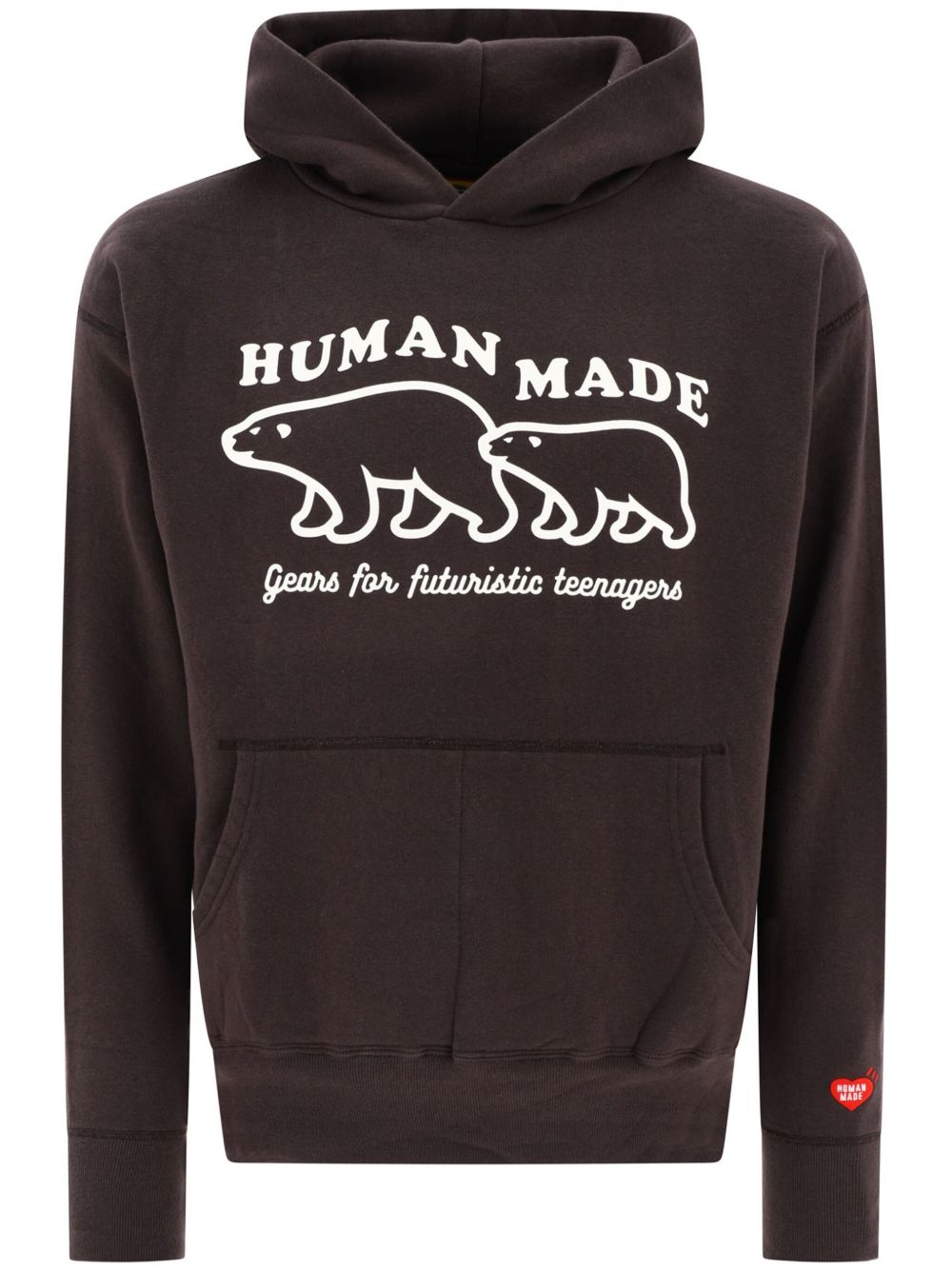 Human Made logo印花棉连帽衫 - 褐色