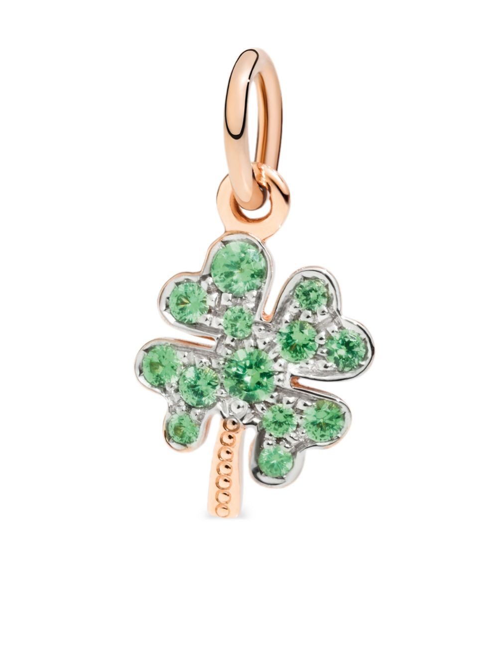 Dodo 9kt rose gold Clover tsavorite charm - 金色