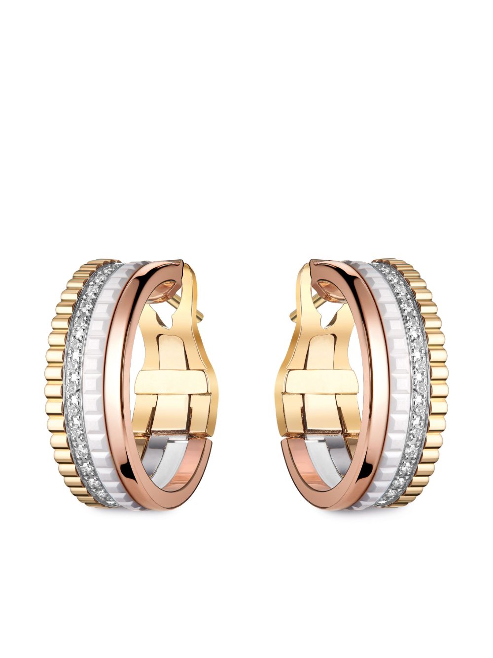 Boucheron Quatre Red Edition 18K黄金白金玫瑰金陶瓷钻石耳环 - 金色