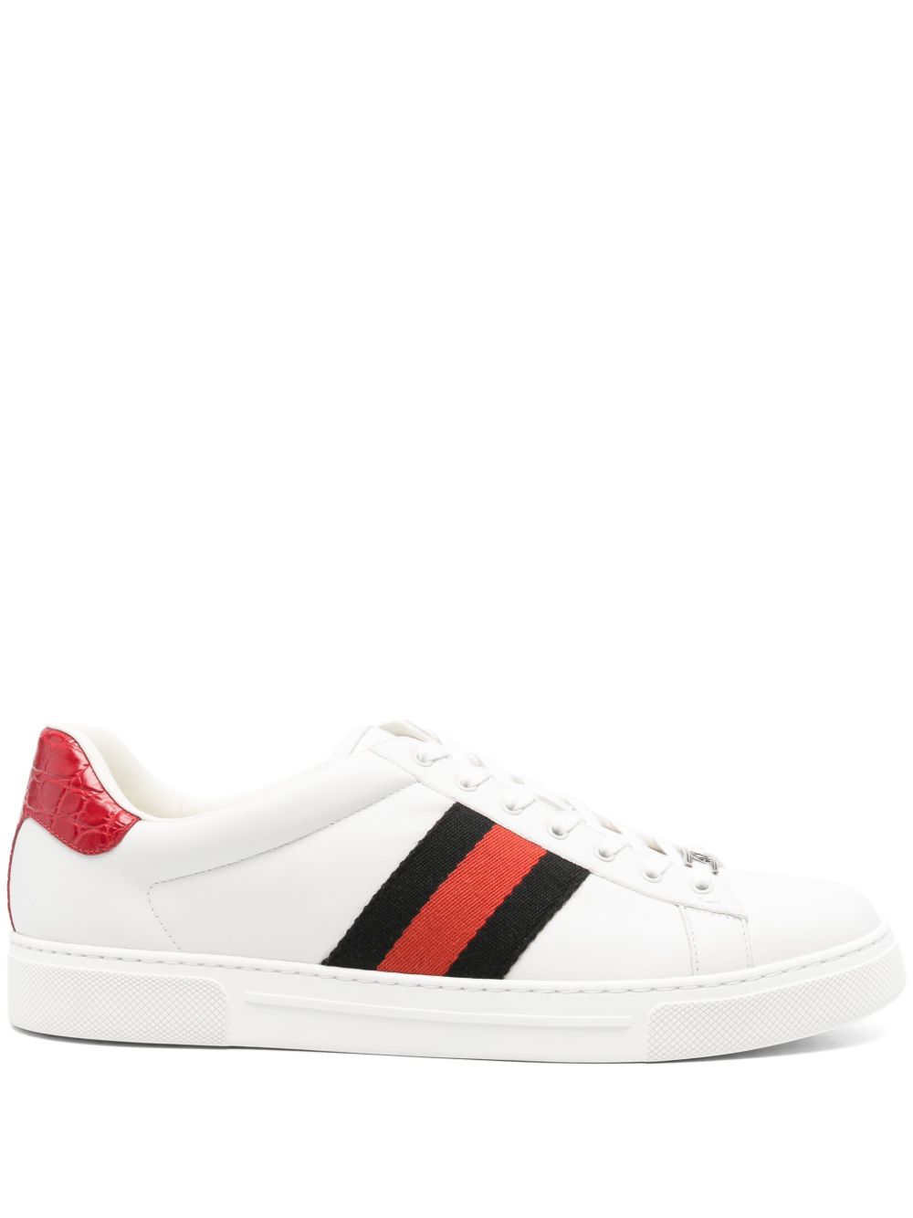 Gucci Ace 织带边饰皮质运动鞋 - 白色