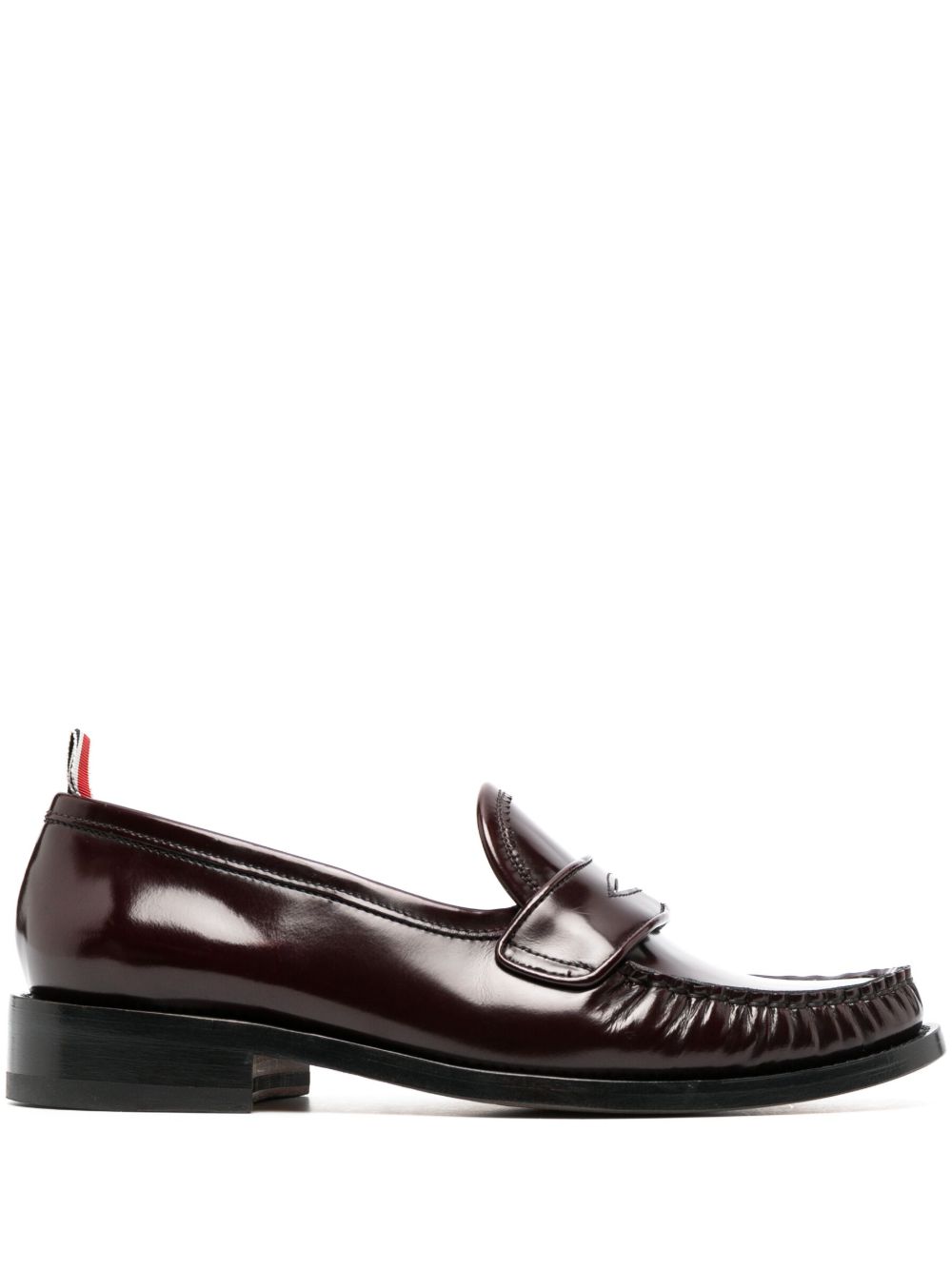 Thom Browne 红白蓝标签皮质经典乐福鞋 - 红色