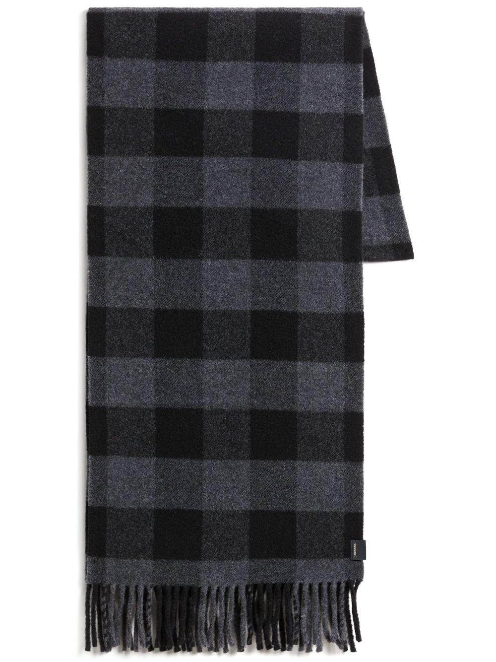Woolrich 格纹流苏边围巾 - 灰色