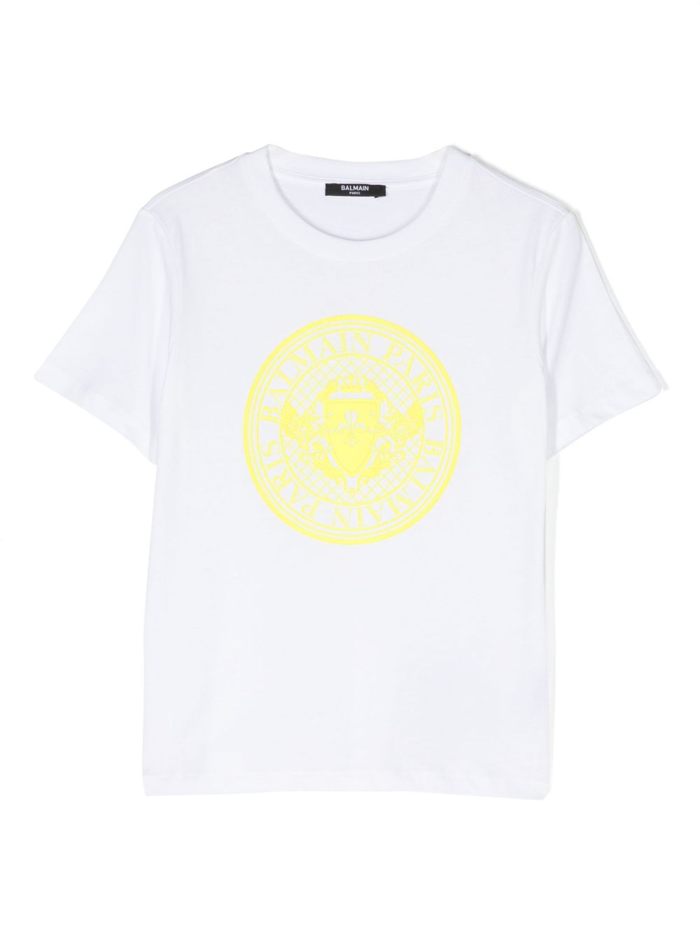 Balmain Kids 橡胶logo棉T恤 - 白色