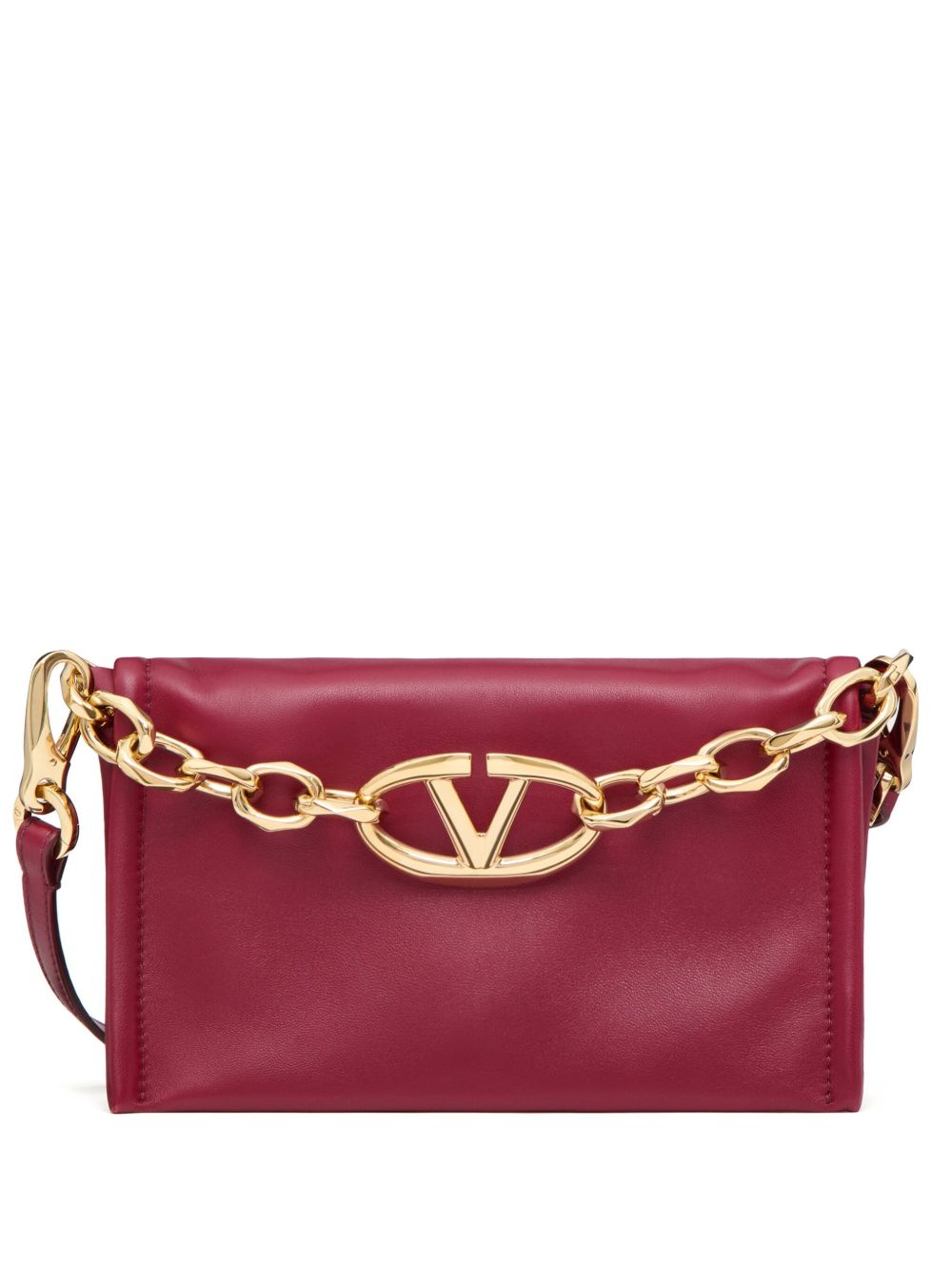 Valentino Garavani VLogo Chain 皮质手拿包 - 红色