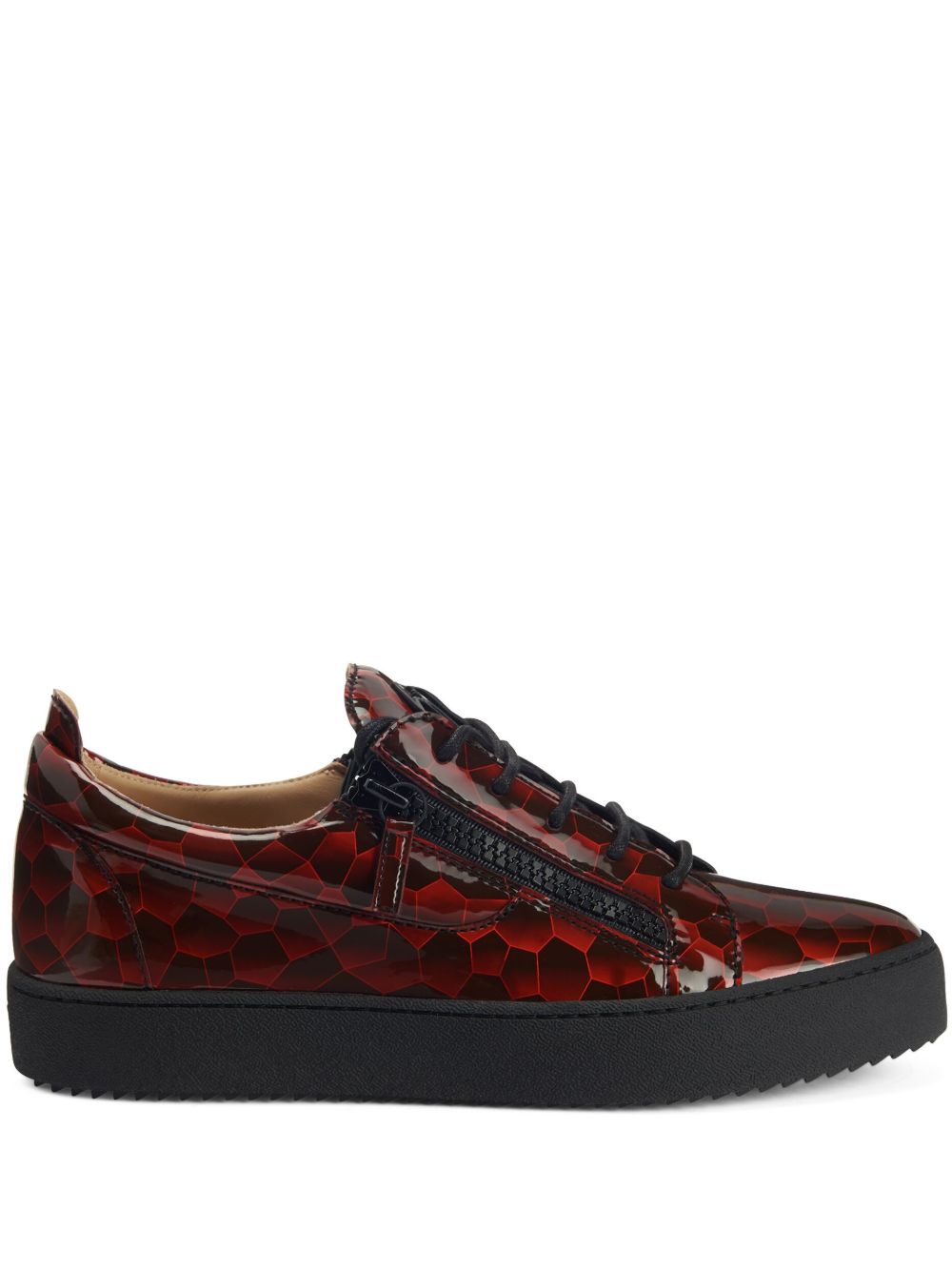 Giuseppe Zanotti Frankie 几何图案釉面运动鞋 - 红色
