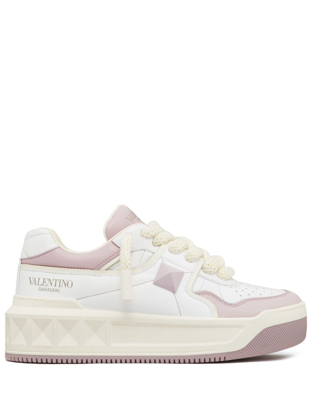 Valentino Garavani One Stud XL 皮质运动鞋 - 白色