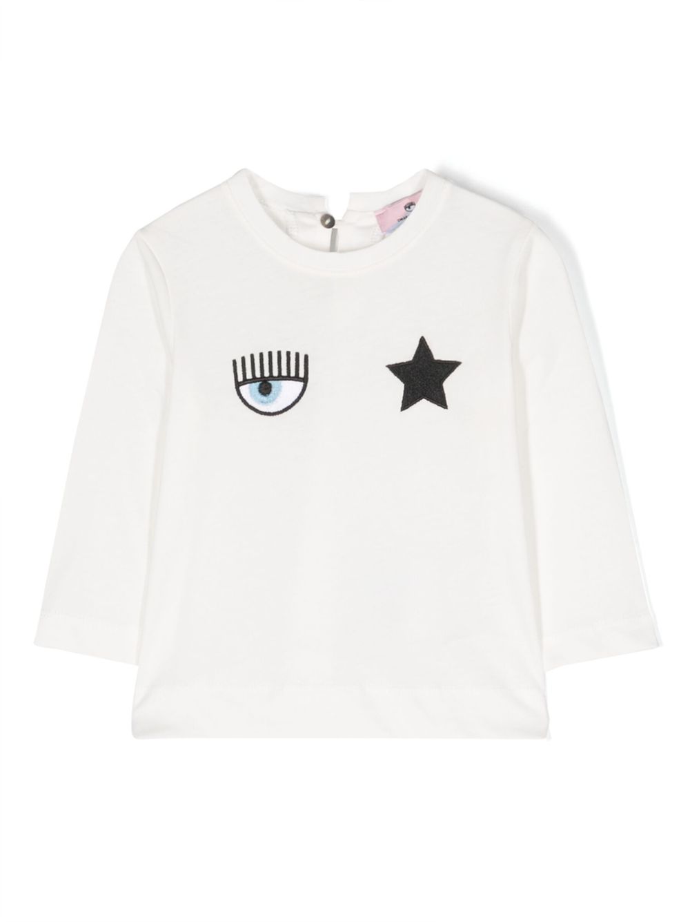 Chiara Ferragni Kids Eyelike 长袖棉T恤 - 白色