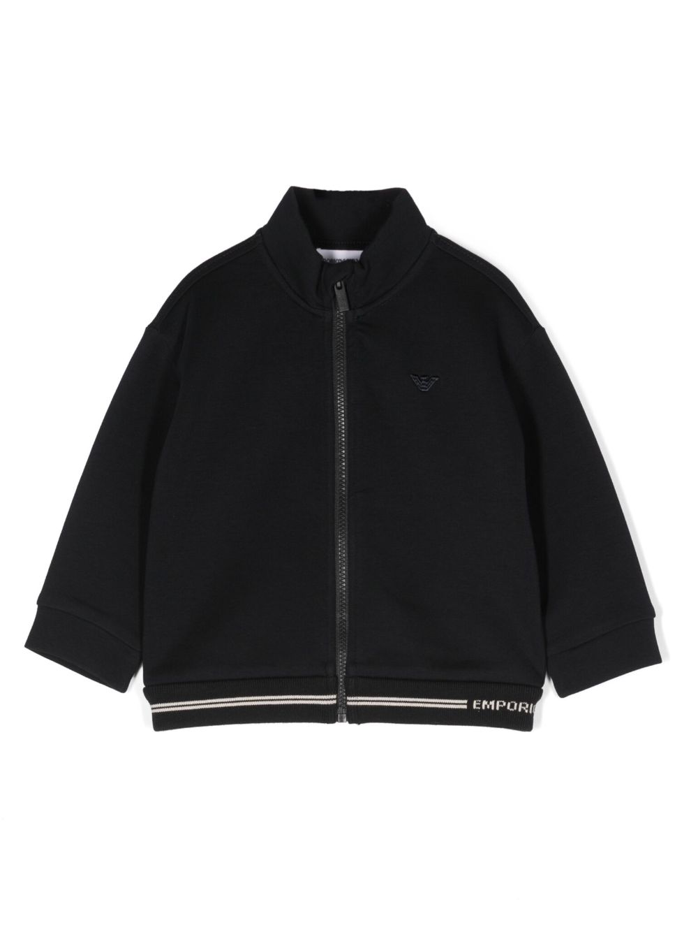 Emporio Armani Kids logo刺绣飞行员夹克 - 蓝色