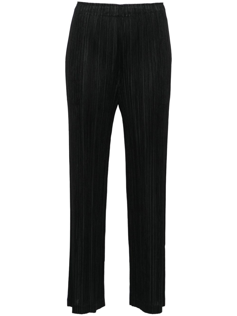 Pleats Please Issey Miyake 褶饰直筒长裤 - 黑色