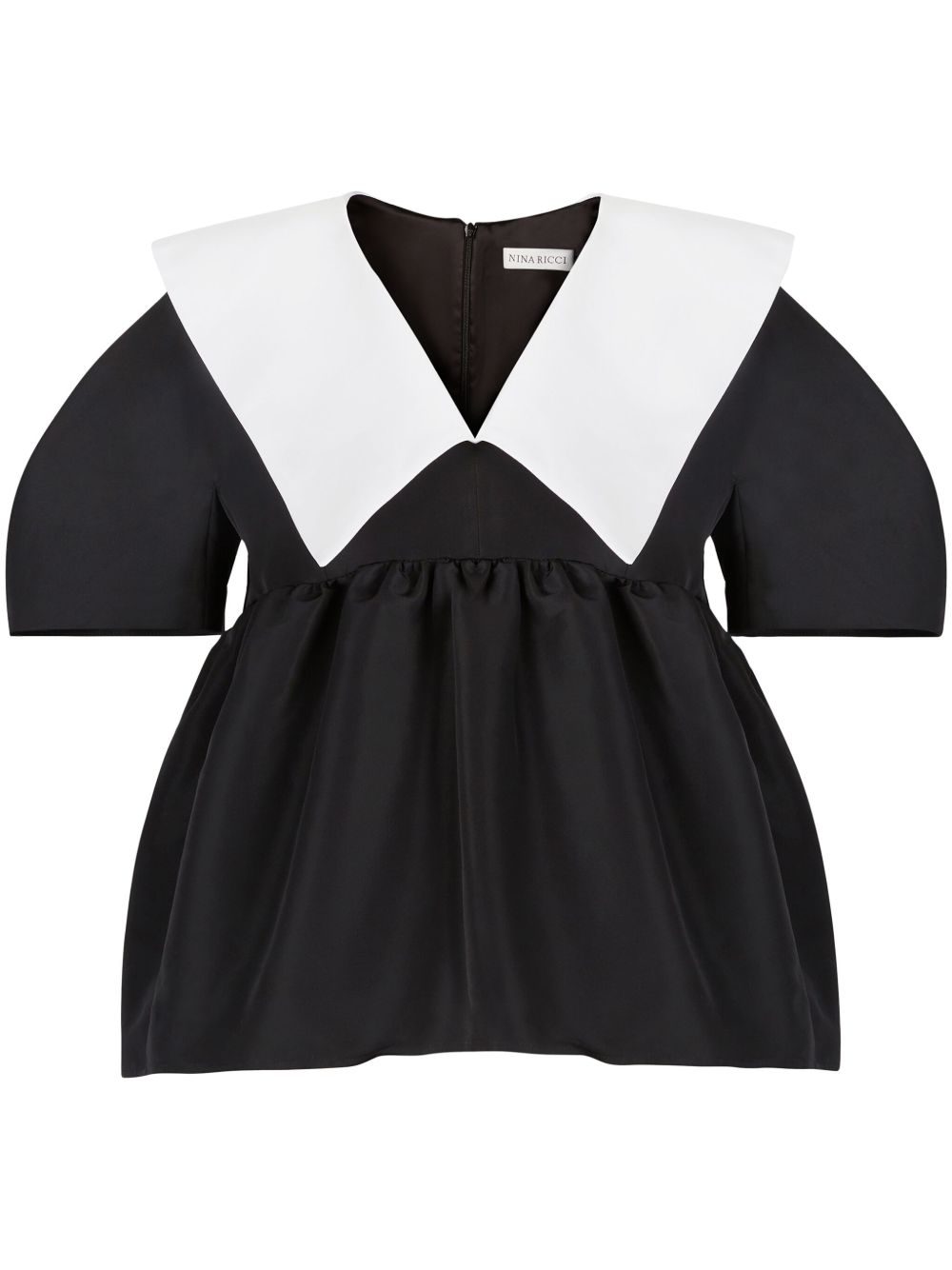Nina Ricci Taffeta V领上衣 - 黑色