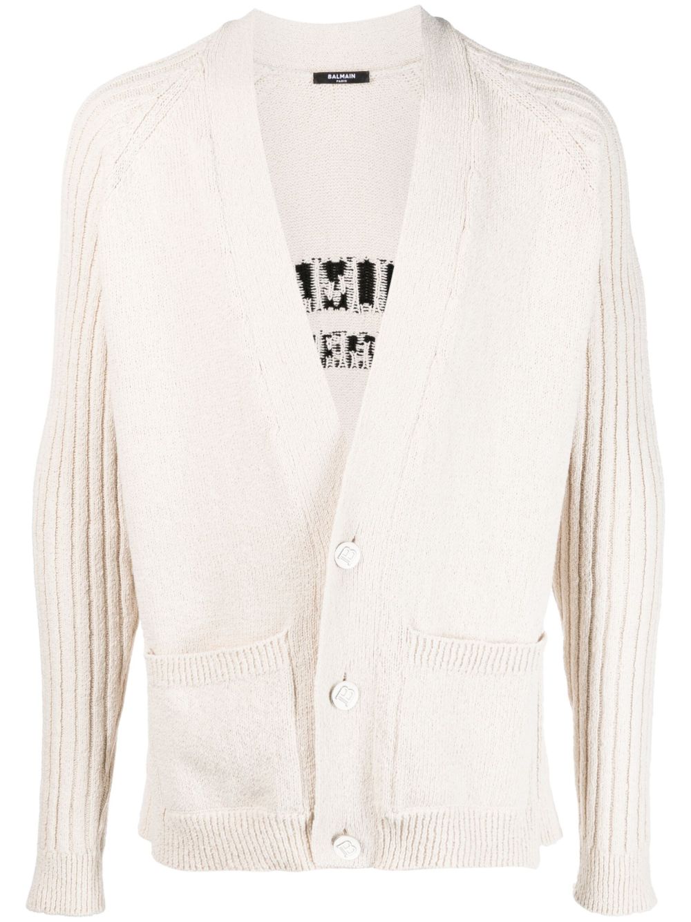 Balmain 嵌花logo排扣开衫 - 中性色