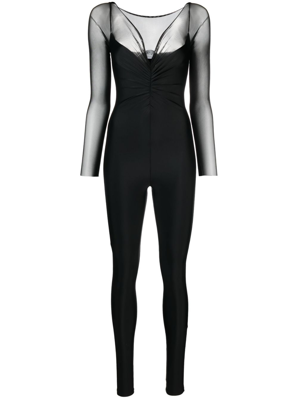 Atu Body Couture V领紧身连体长裤 - 黑色
