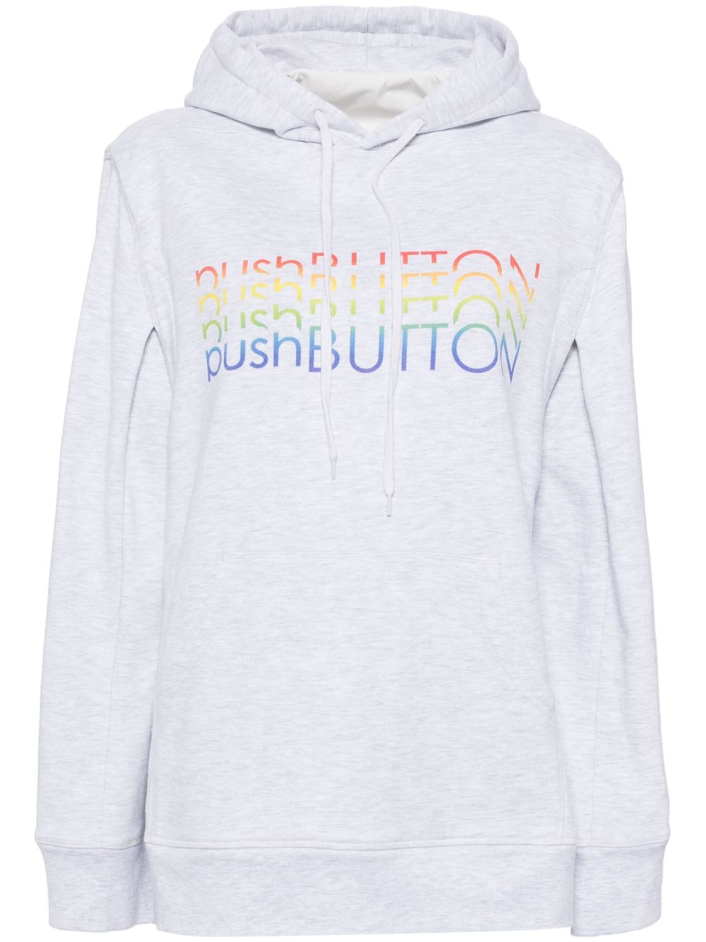 pushBUTTON logo印花棉连帽衫 - 灰色