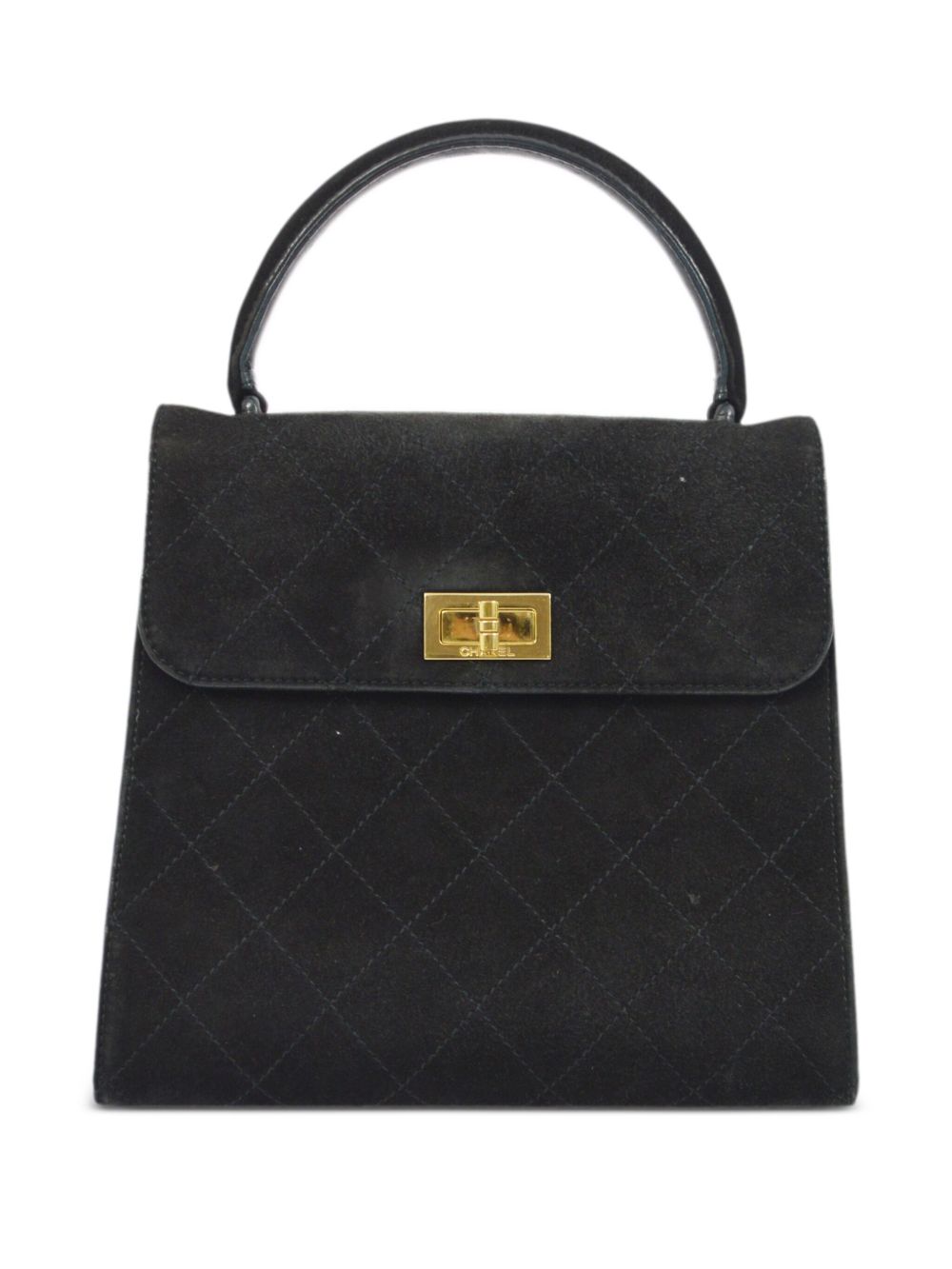 CHANEL Pre-Owned Mademoiselle 菱纹绗缝手提包（1998年典藏款） - 黑色