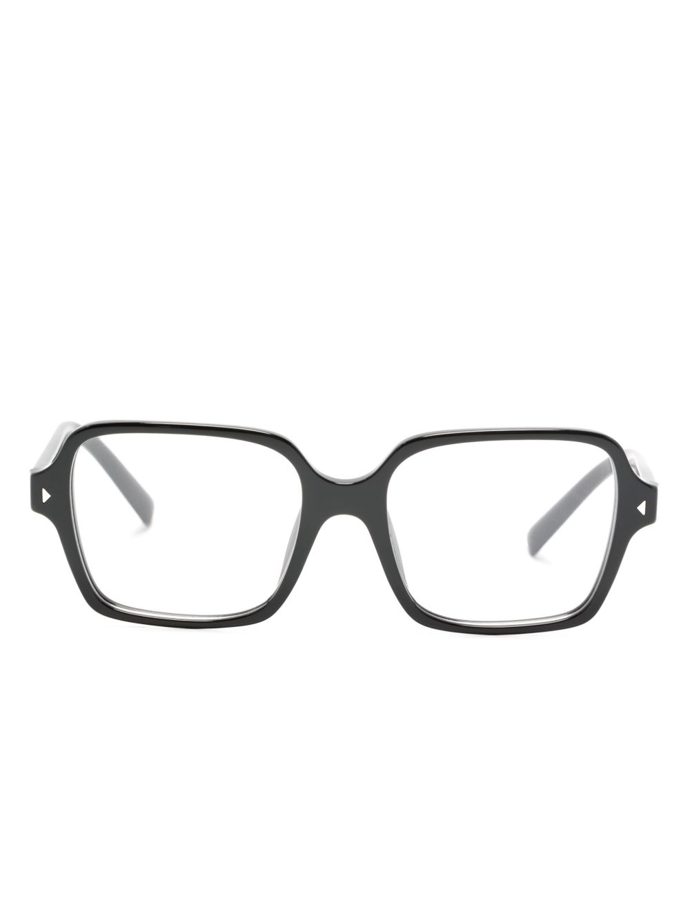 Prada Eyewear logo印花方框眼镜 - 黑色