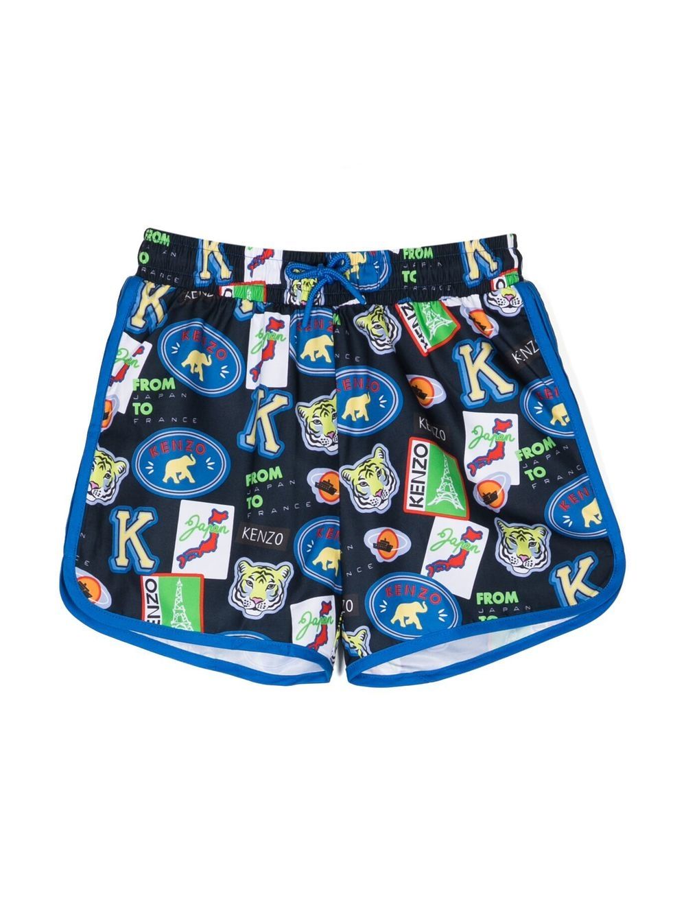 Kenzo Kids 大面积图案印花短裤 - 黑色