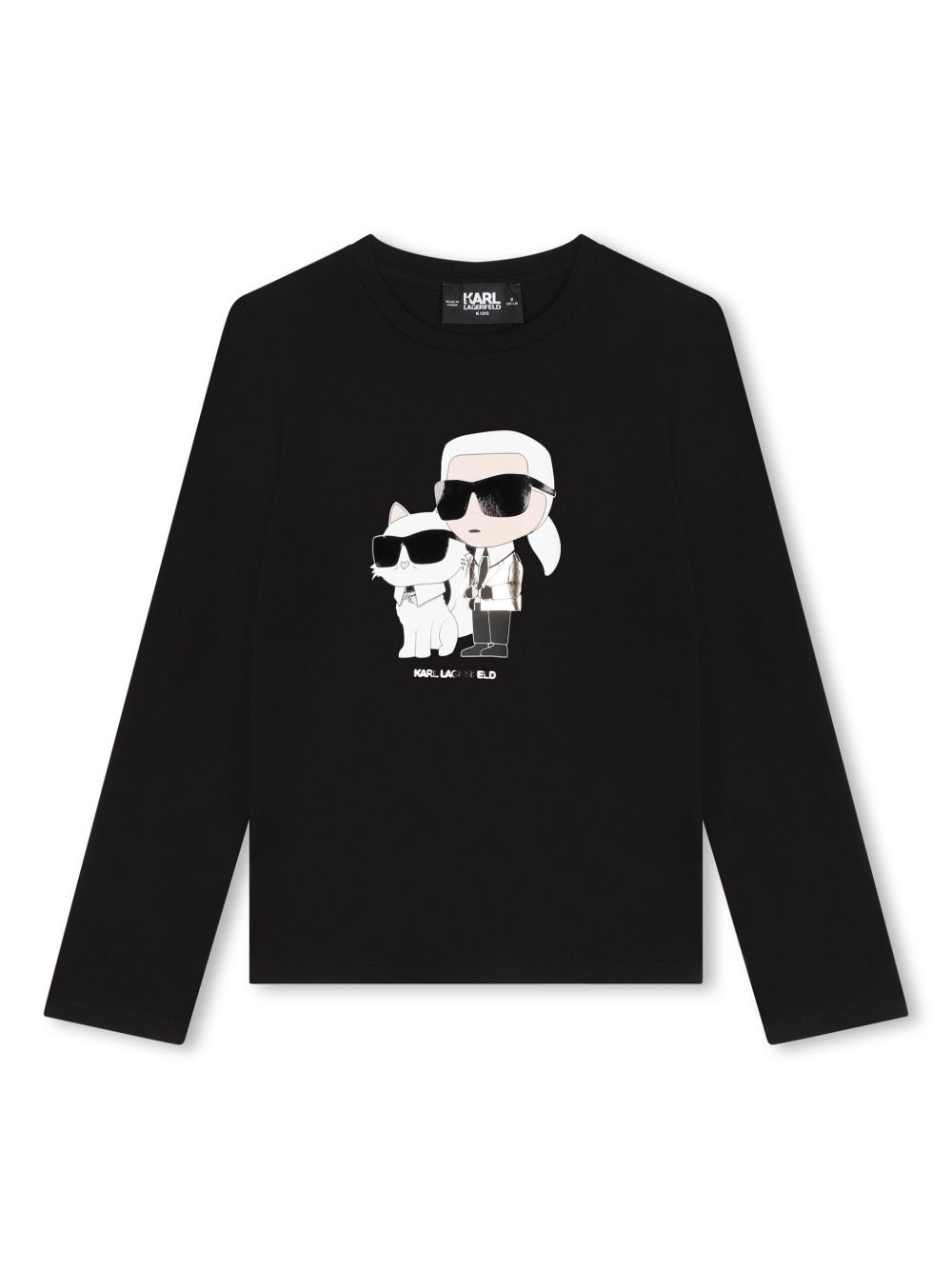 Karl Lagerfeld Kids Ikonik Karl 印花长袖T恤 - 黑色