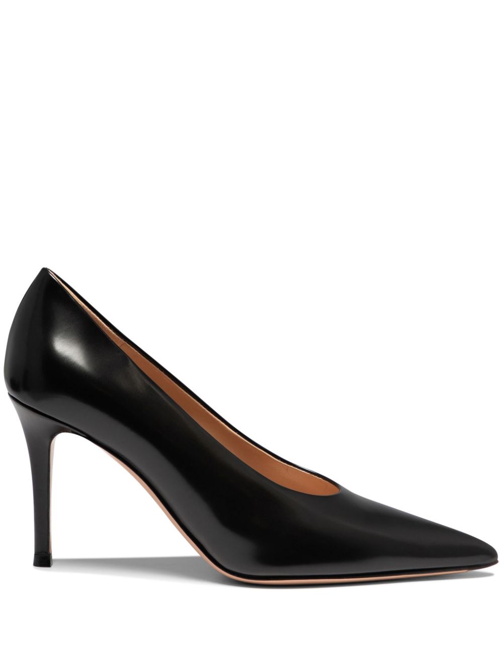 Gianvito Rossi 尖头皮质高跟鞋 - 黑色