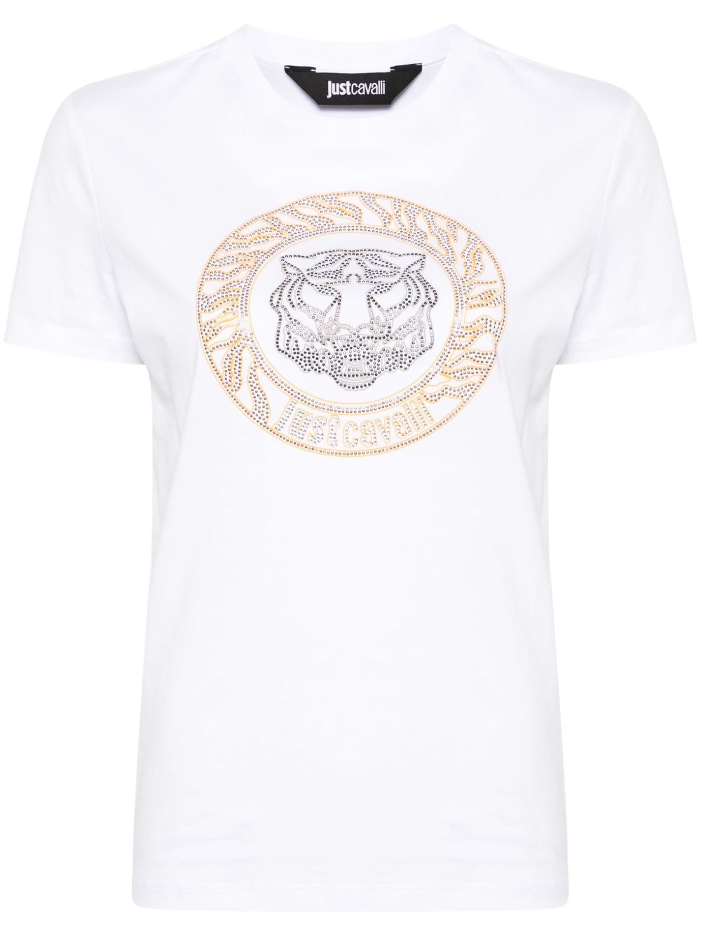 Just Cavalli Tiger Head 铆钉棉T恤 - 白色