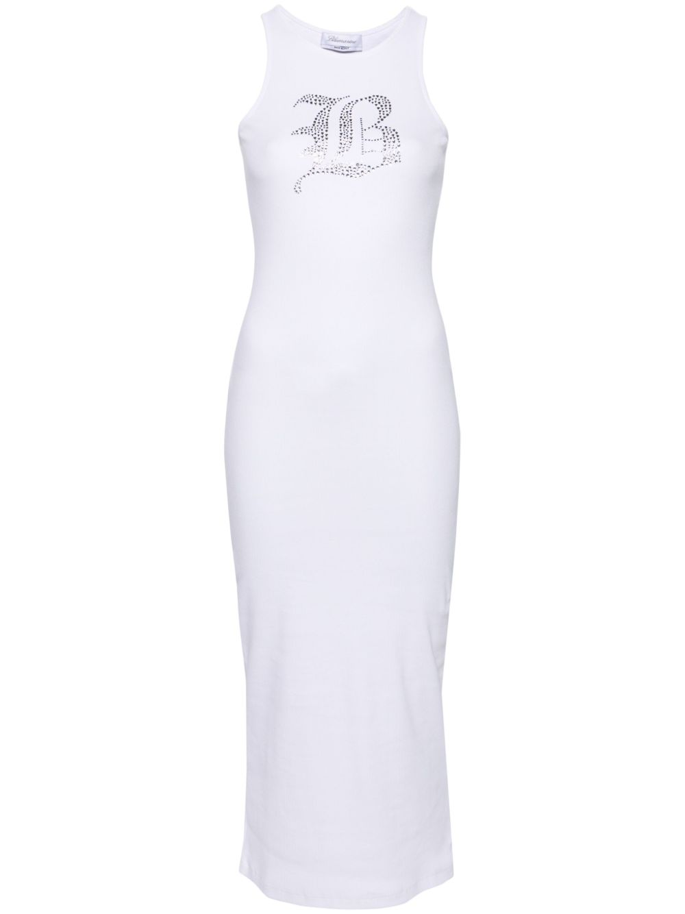 Blumarine 水钻罗纹超长连衣裙 - 白色