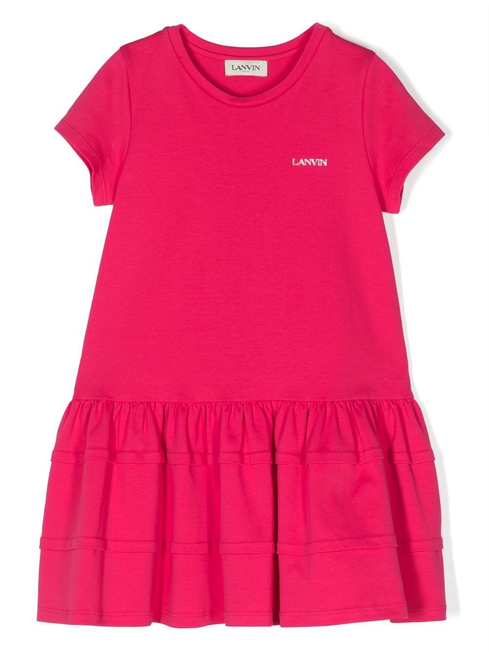 Lanvin Enfant logo刺绣棉连衣裙 - 粉色