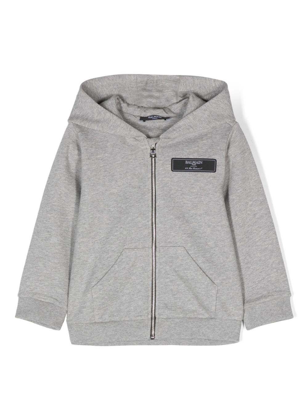 Balmain Kids 标贴连帽衫 - 灰色