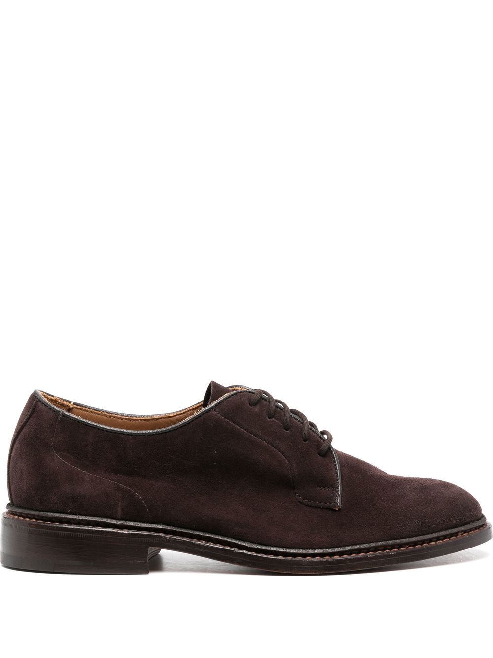 Tricker's 杏仁形鞋头系带牛津鞋 - 褐色