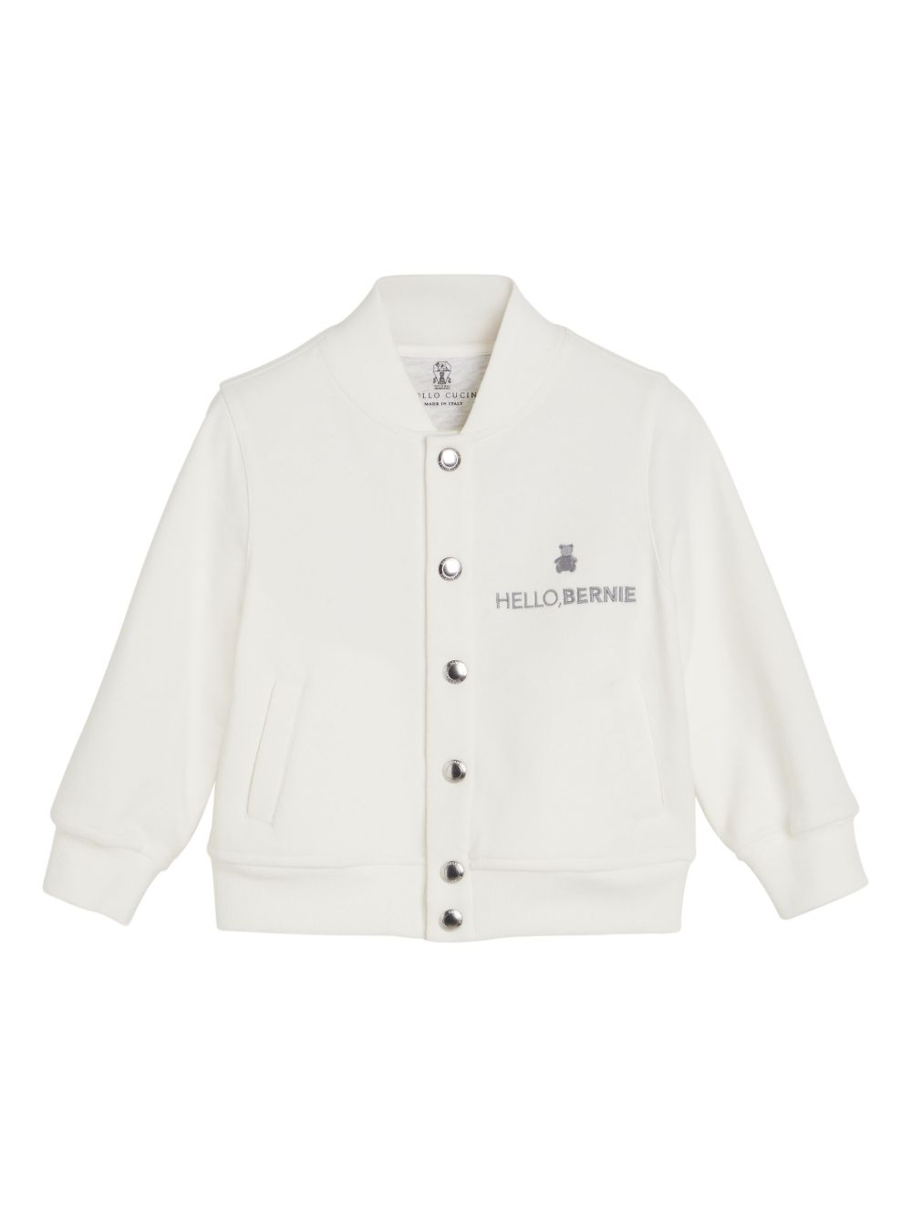 Brunello Cucinelli Kids 图案刺绣飞行员夹克 - 白色