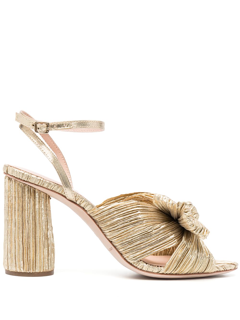 Loeffler Randall Camellia 褶饰皮质凉鞋 - 金色