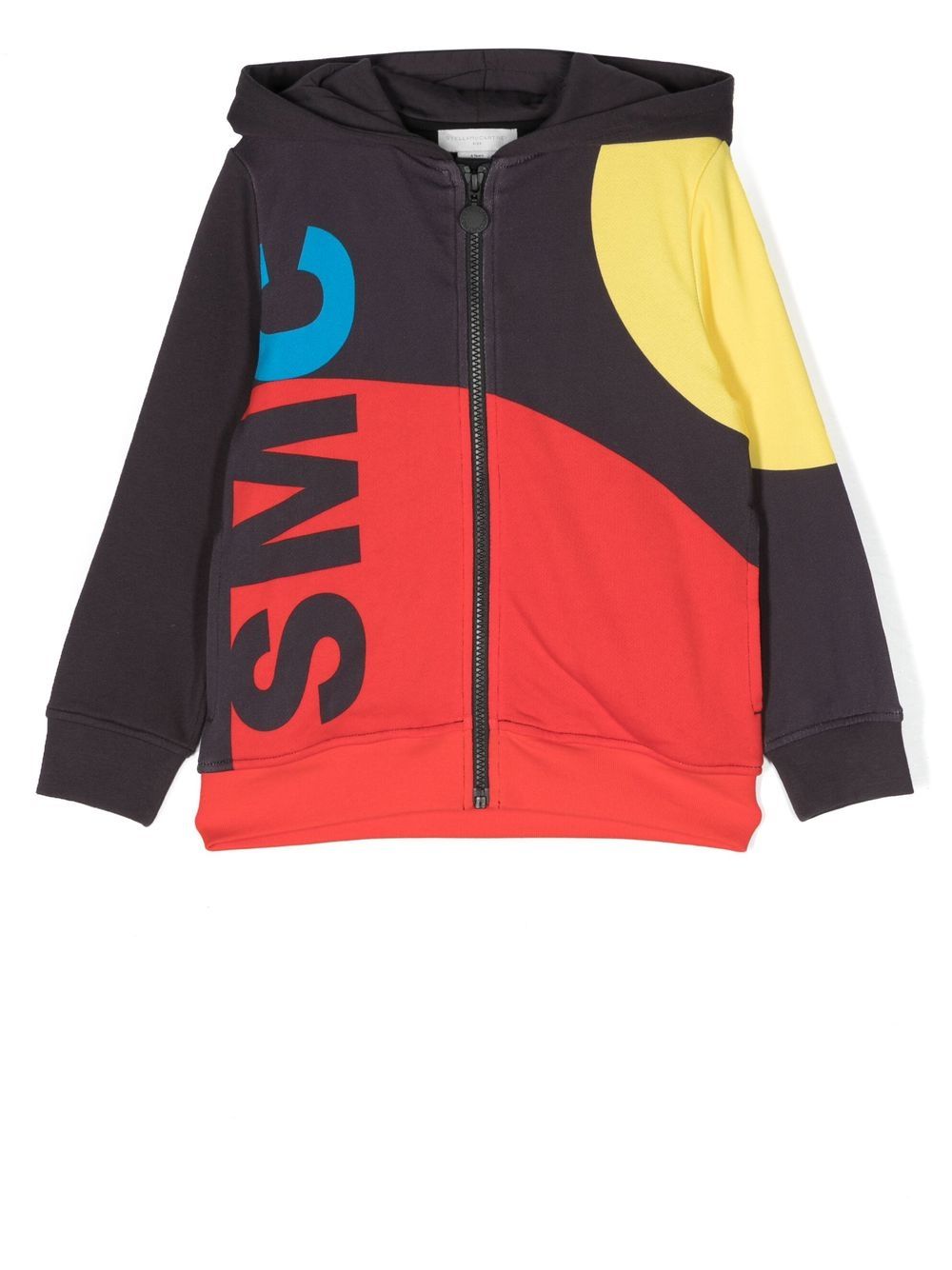 Stella McCartney Kids 拼色logo拉链连帽衫 - 黄色