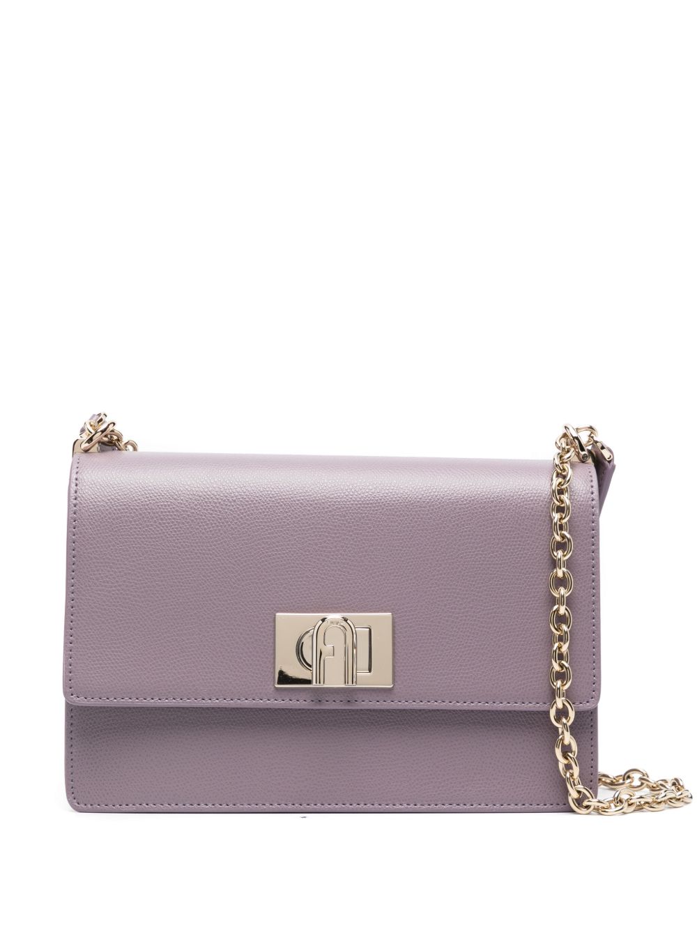 Furla 中号皮质单肩包 - 紫色