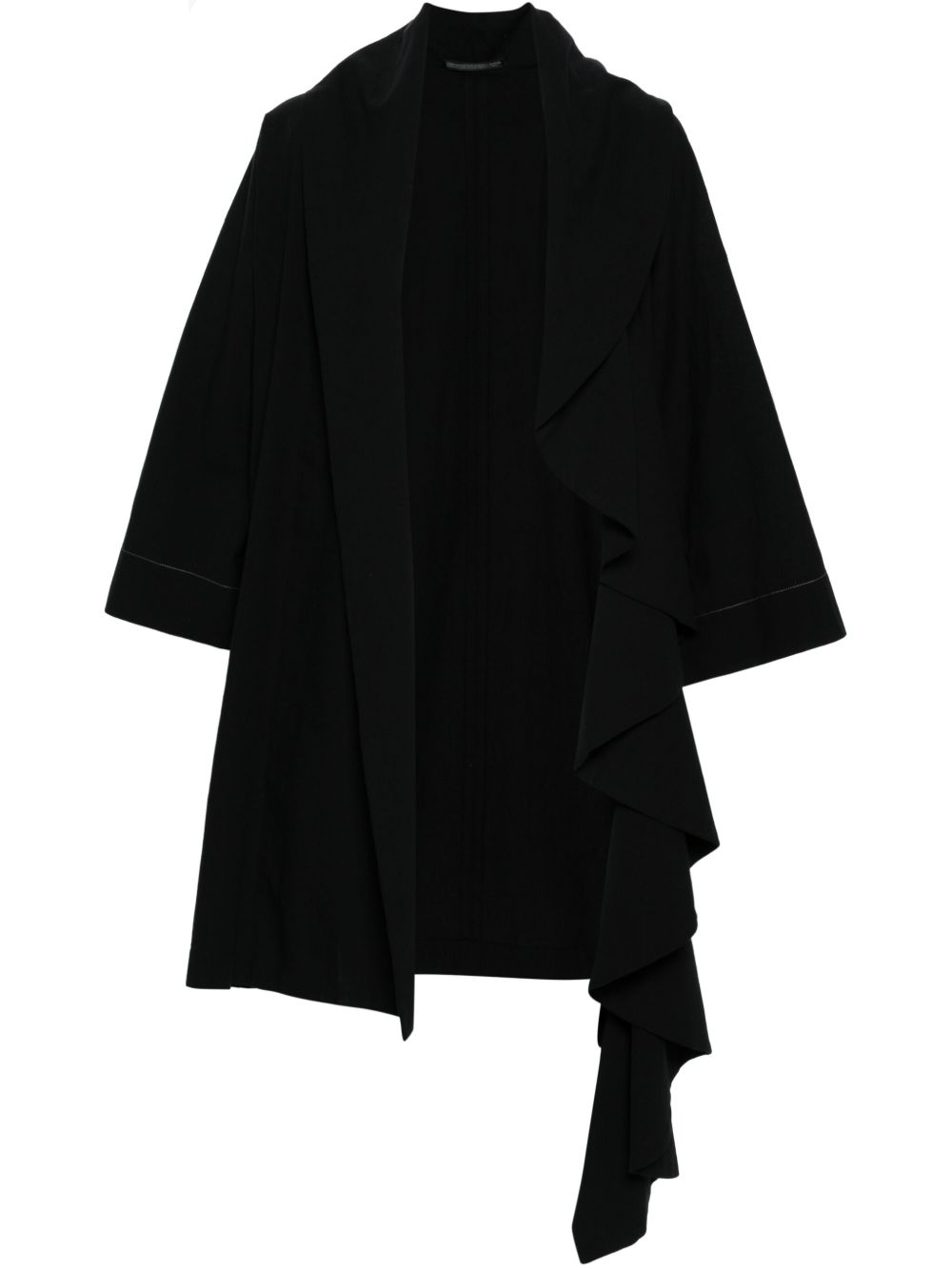 Yohji Yamamoto 开襟式纹理夹克 - 黑色