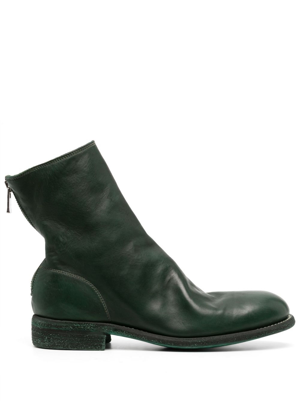 Guidi 拉链皮质及踝靴 - 绿色