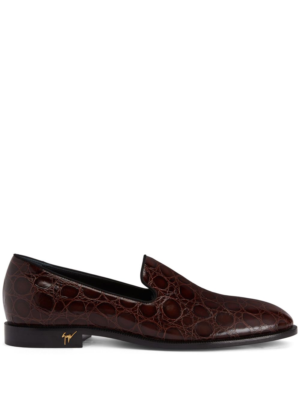 Giuseppe Zanotti Gatien 仿鳄鱼纹皮质乐福鞋 - 褐色