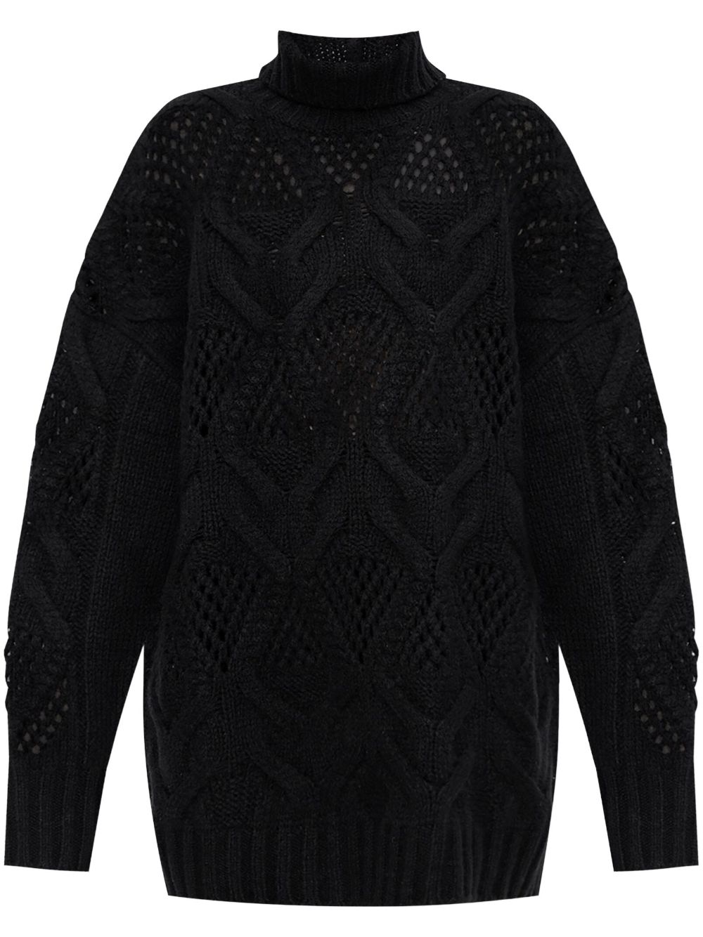 Sportmax 菱纹针织超长毛衣 - 黑色