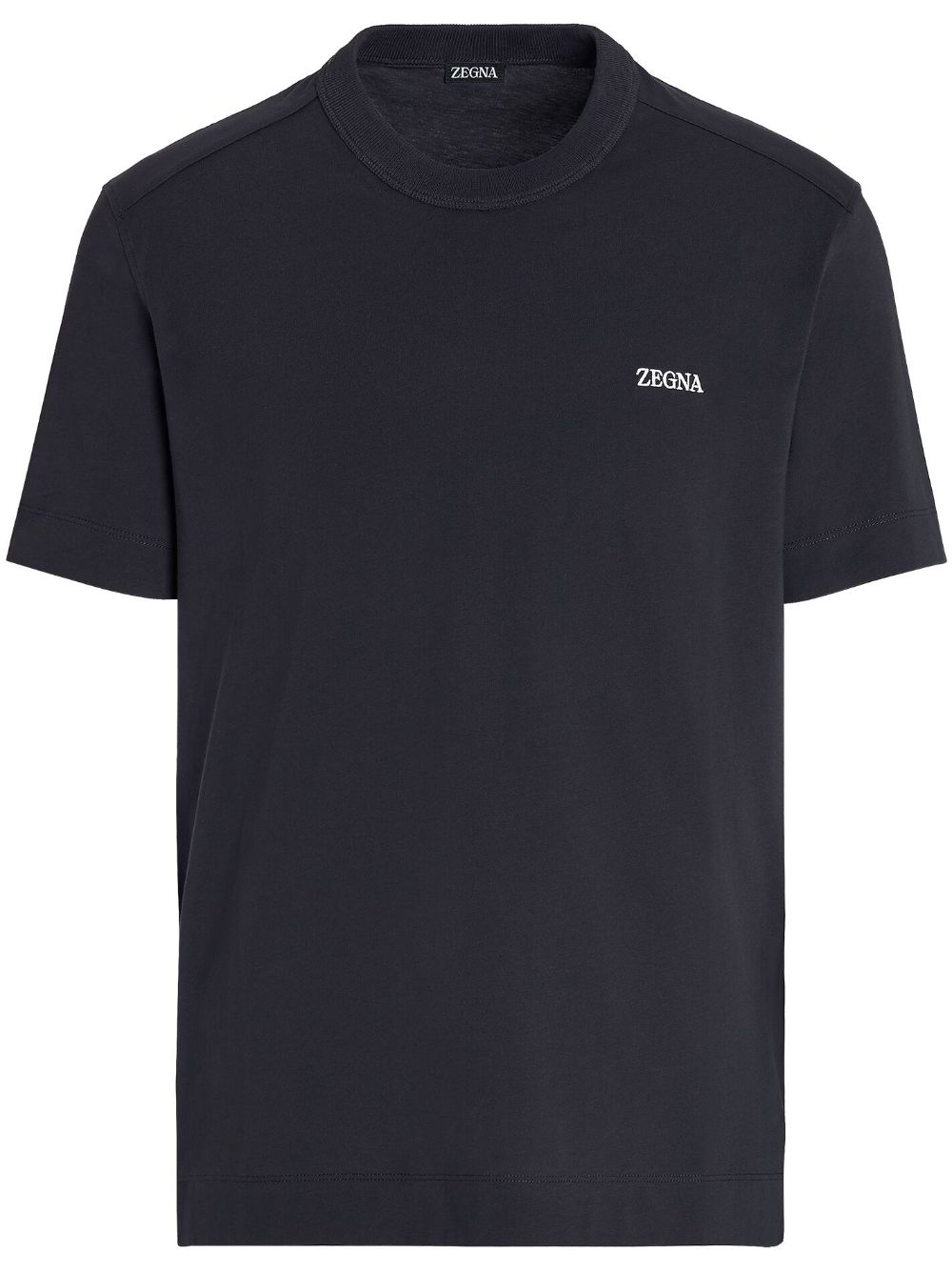 Zegna logo刺绣棉T恤 - 蓝色