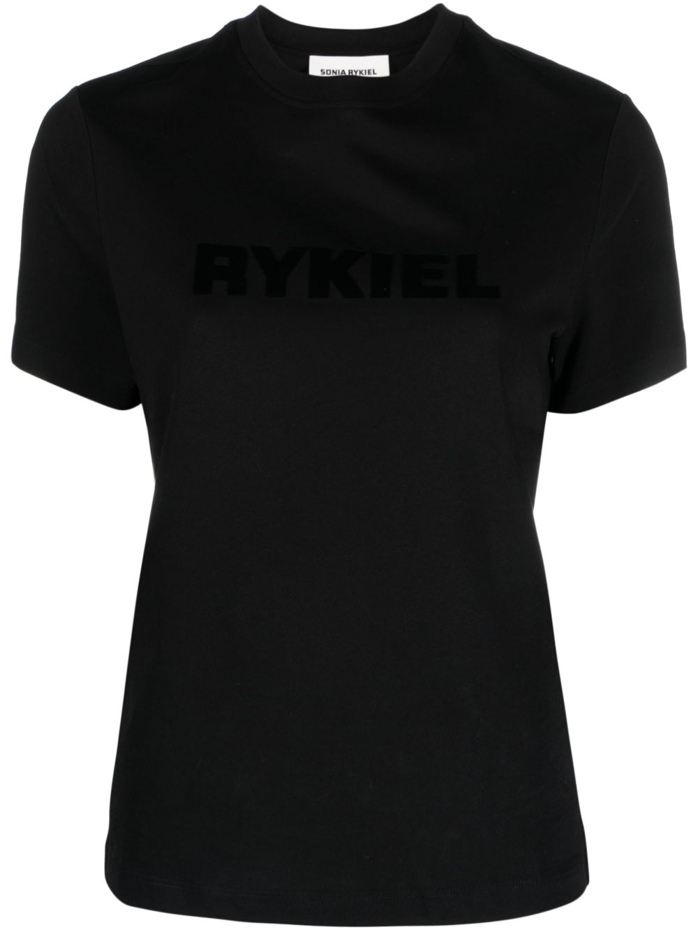 Sonia Rykiel 植绒logo棉T恤 - 黑色